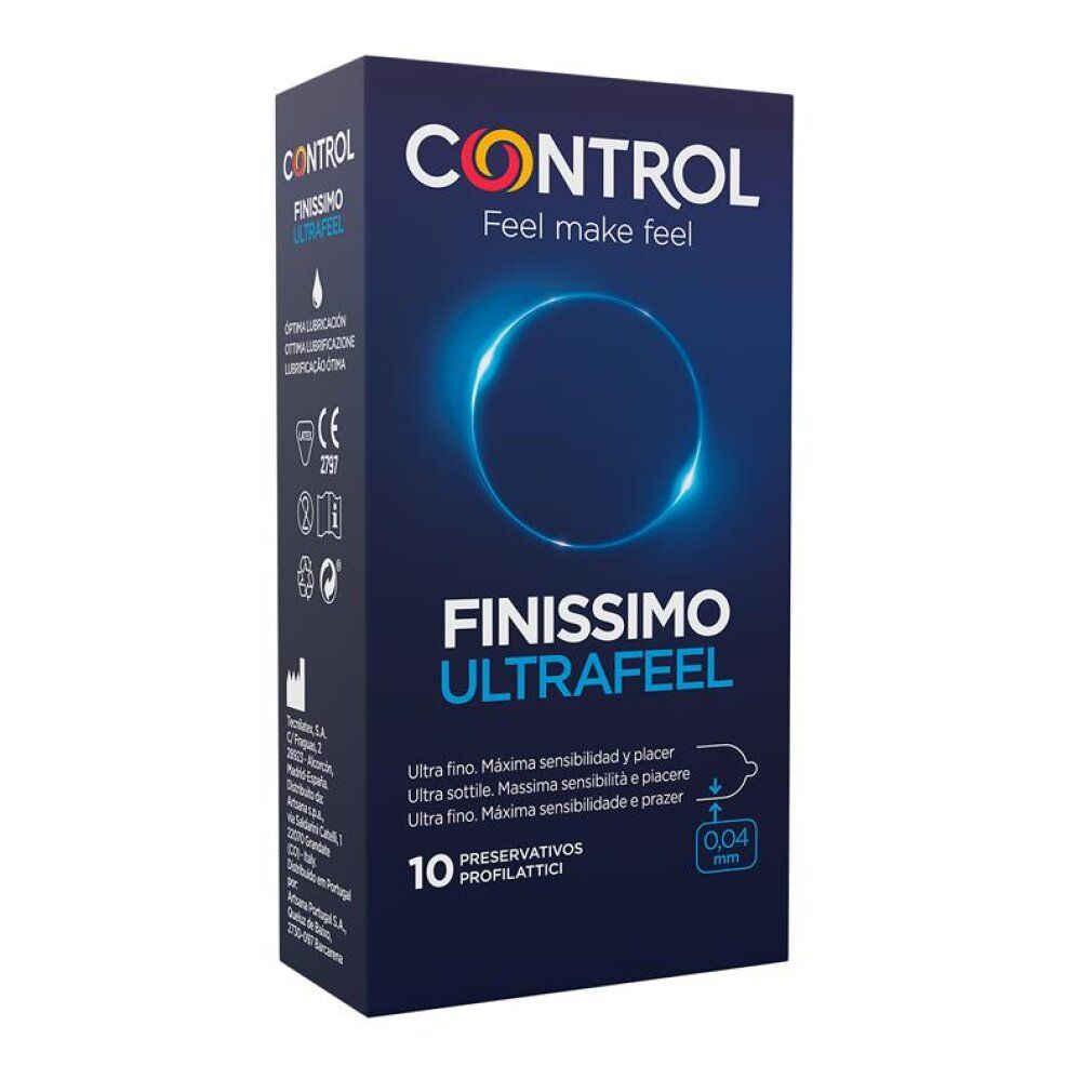 Control Finissimo Ultra Feel Kondome, 10 Stück. 0,04 mm Dicke. CE-zertifiziert.
