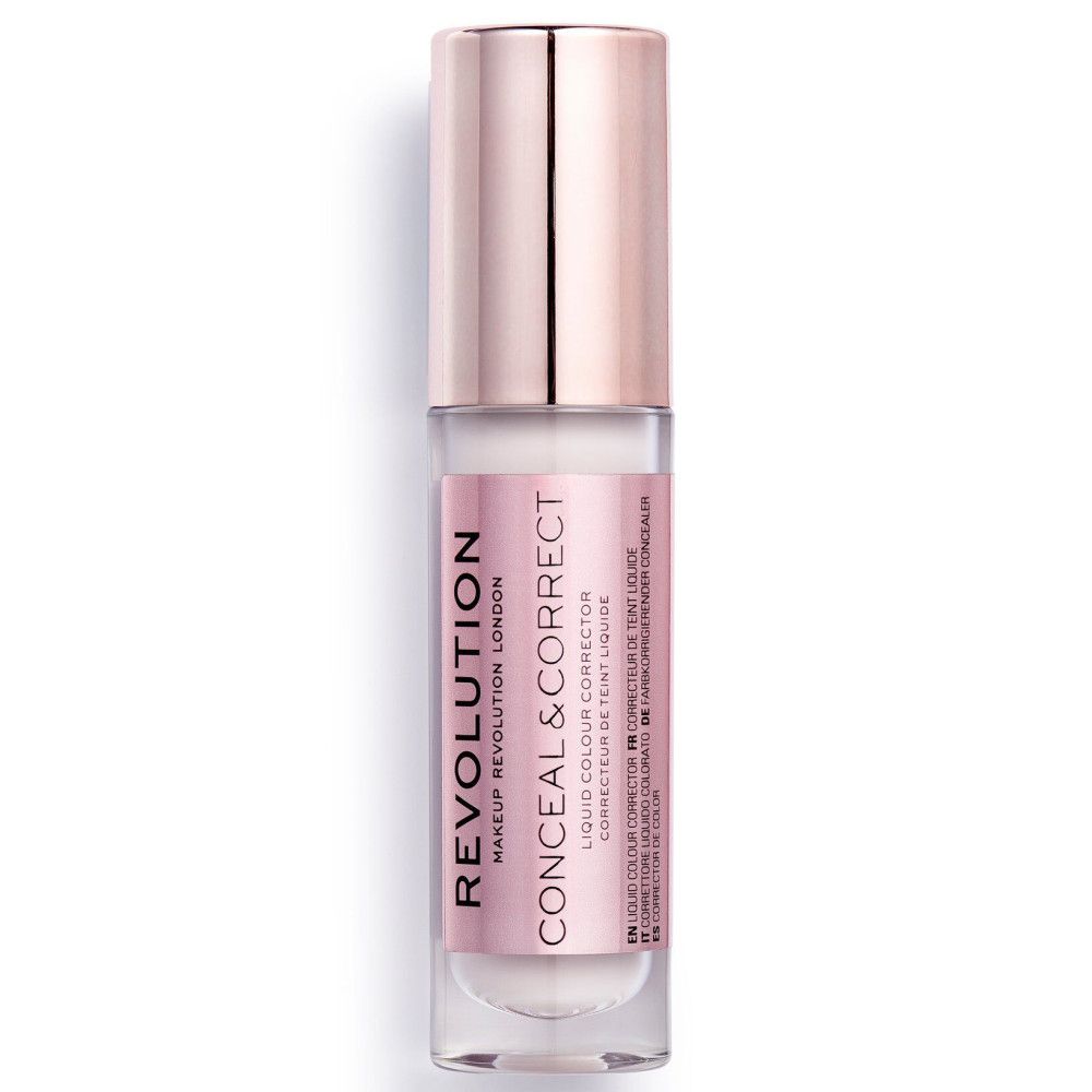Ein geschlossener flüssiger Concealer in einem Glasfläschchen mit roségoldenem Deckel.