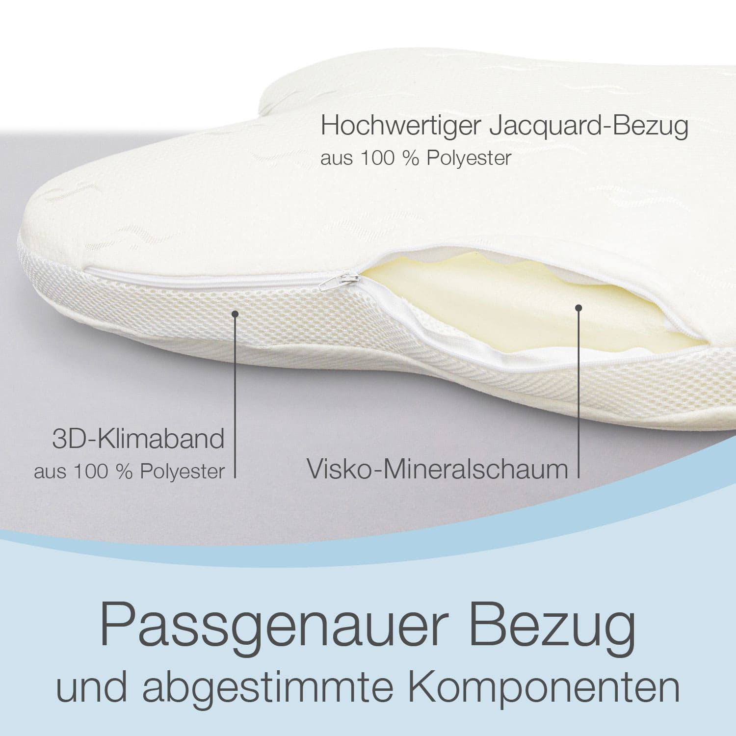 ELONEO Schlafkissen Visko-Schmetterlingskissen, körperangepasste Form, 52x12x62 cm, waschbarer Bezug