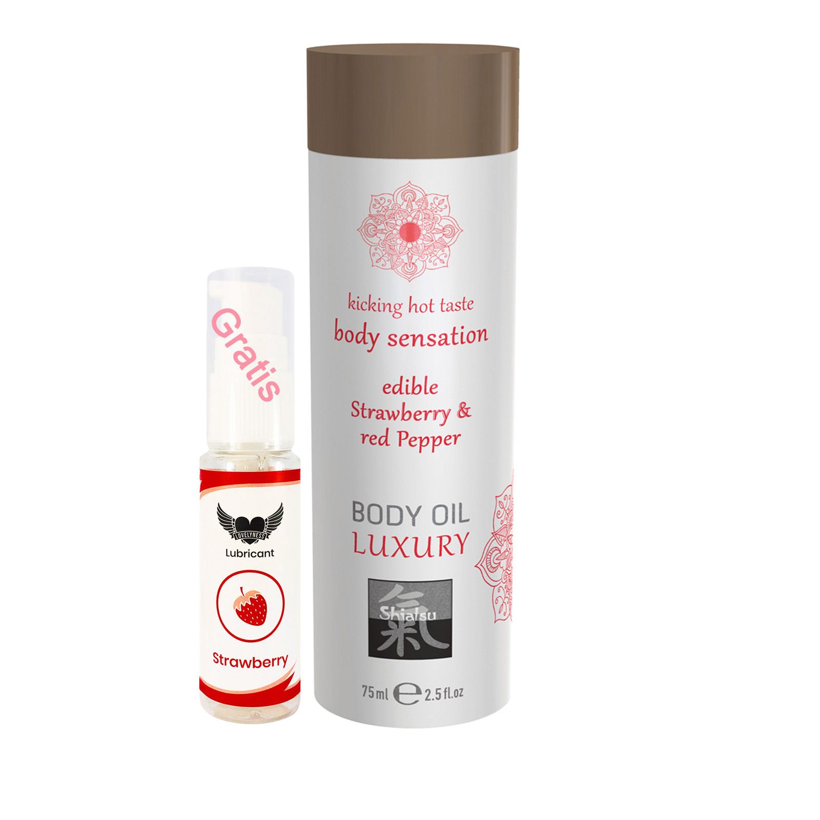 Shiatsu - Körperöl Massageöl mit Aroma Duft Geschmack Erdbeere und Roter Pfeffer