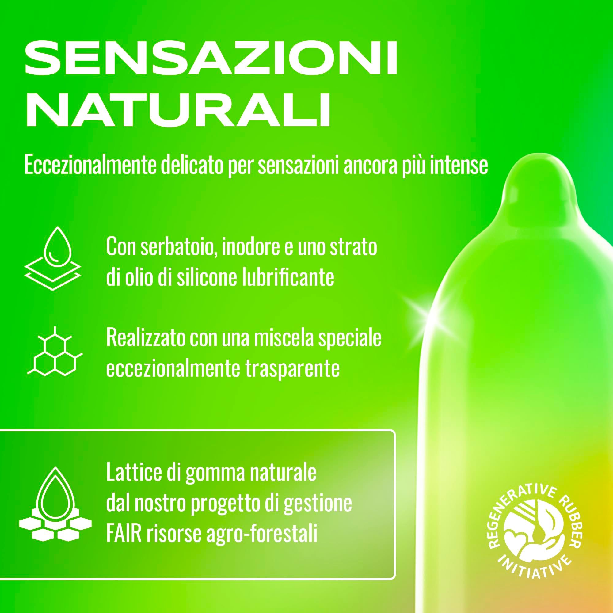 Grünes Kondom mit Silikonöl, transparent, Naturkautschuk.