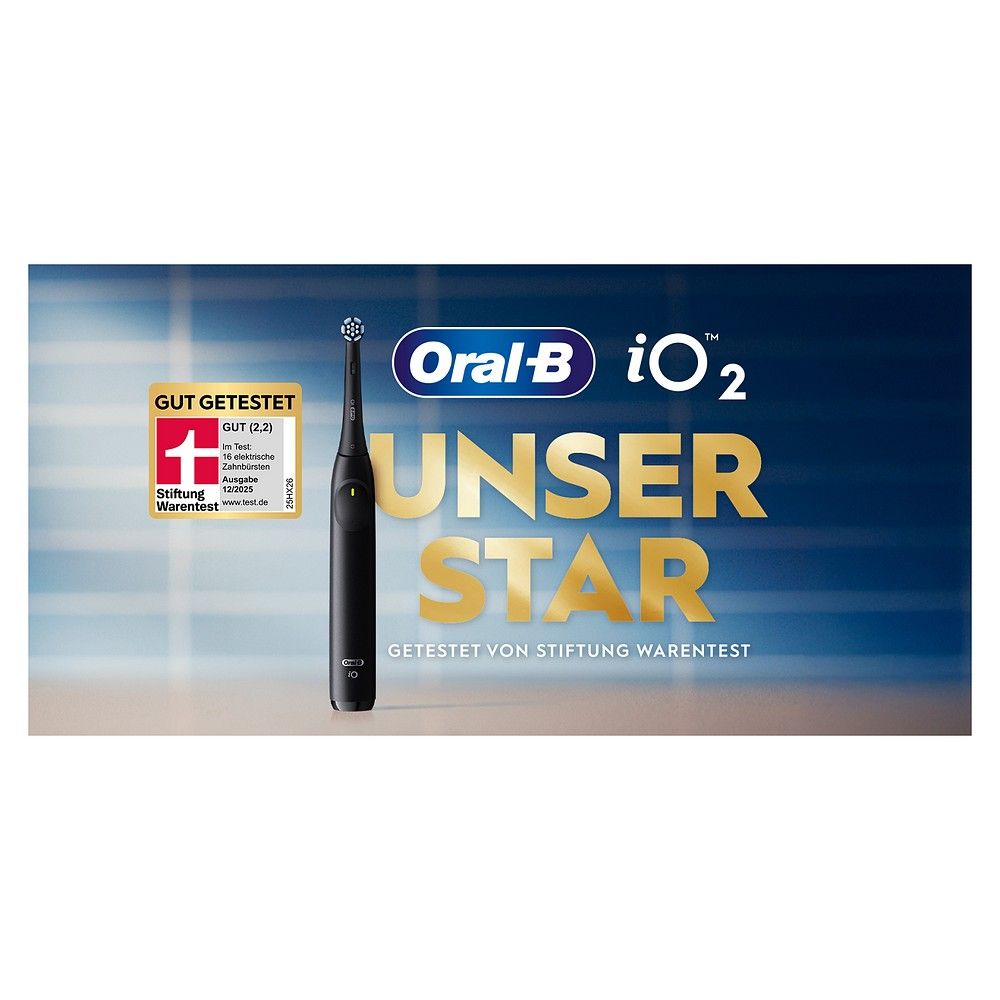 Oral-B iO Series 2 elektrische Zahnbürste mit Siegel 'Gut Getestet' von Stiftung Warentest.