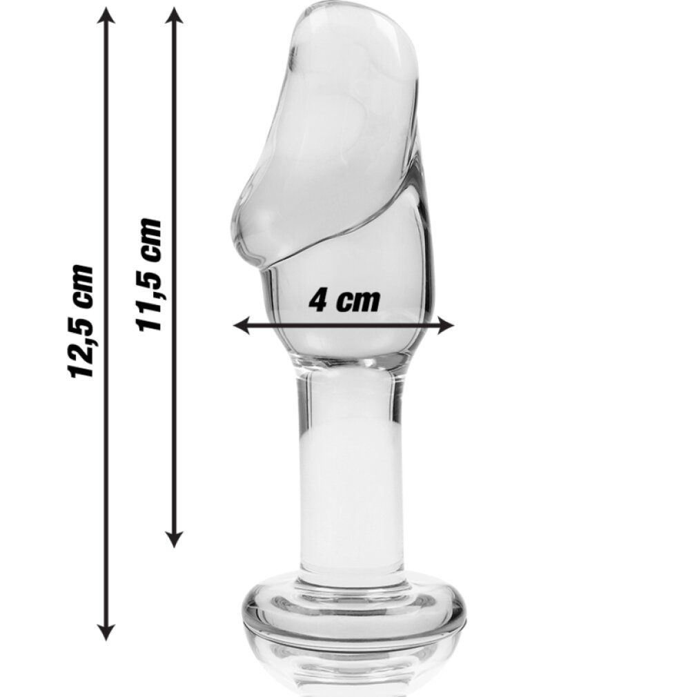 Anale Plug aus Borosilikatglas, 12,5 cm lang, 4 cm breit.