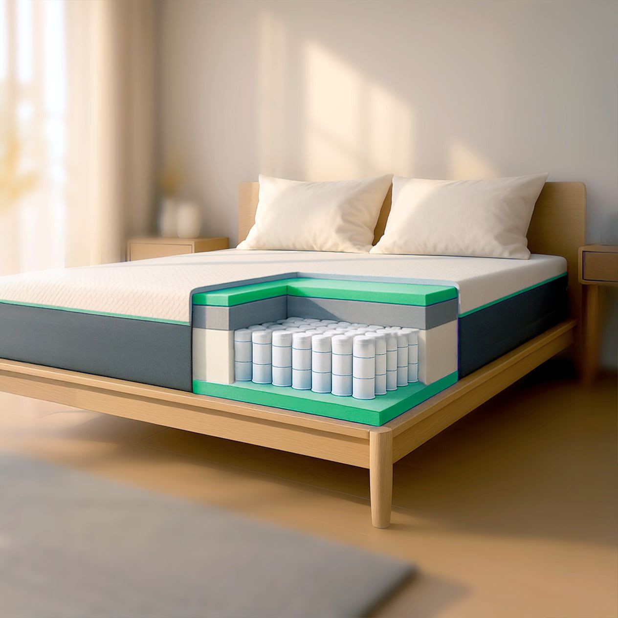 The White Stone Matratze 90x200 aus Memory Foam und Taschenfedern | Höhe 25 cm
