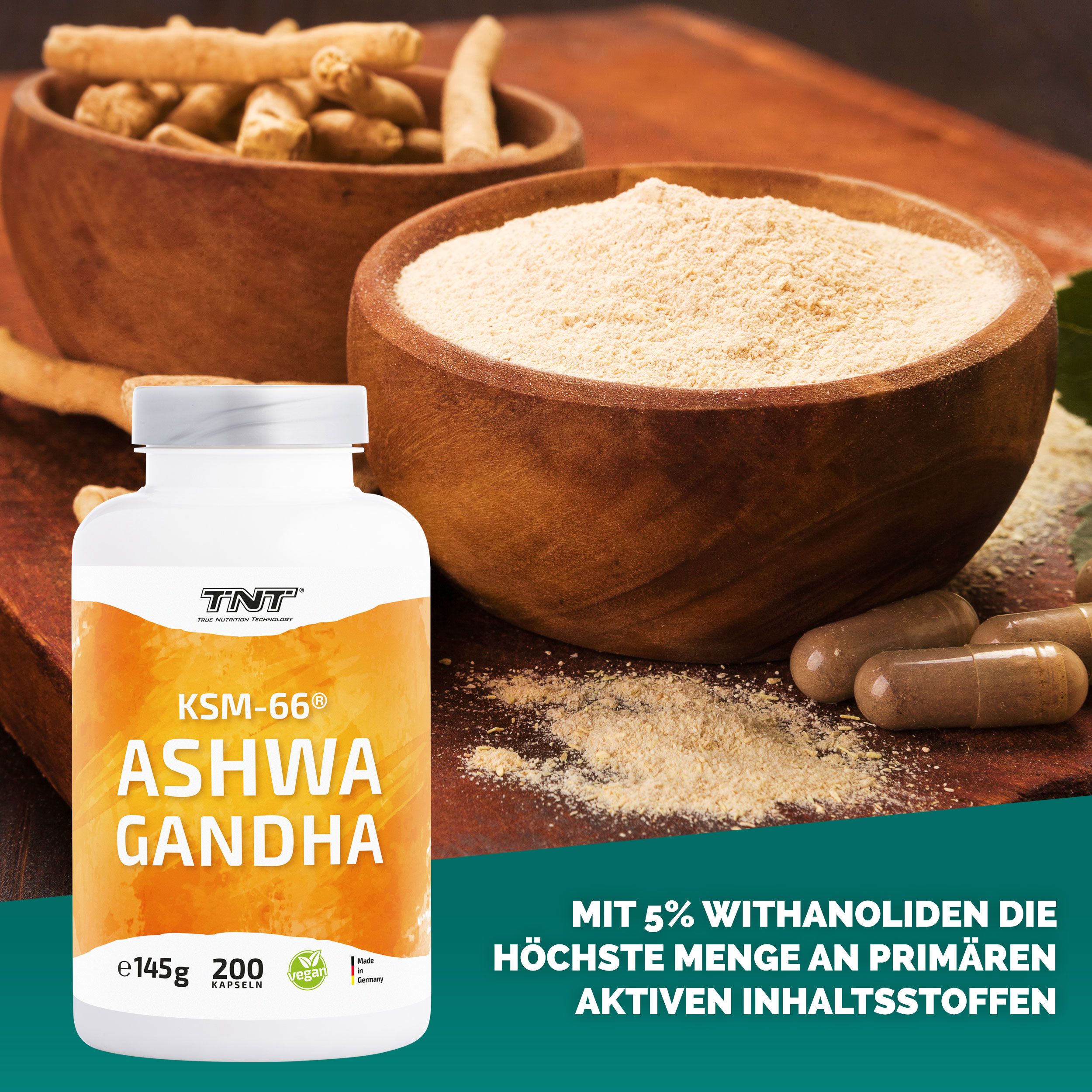 TNT Ashwagandha KSM-66® - Mit 5% Withanoliden