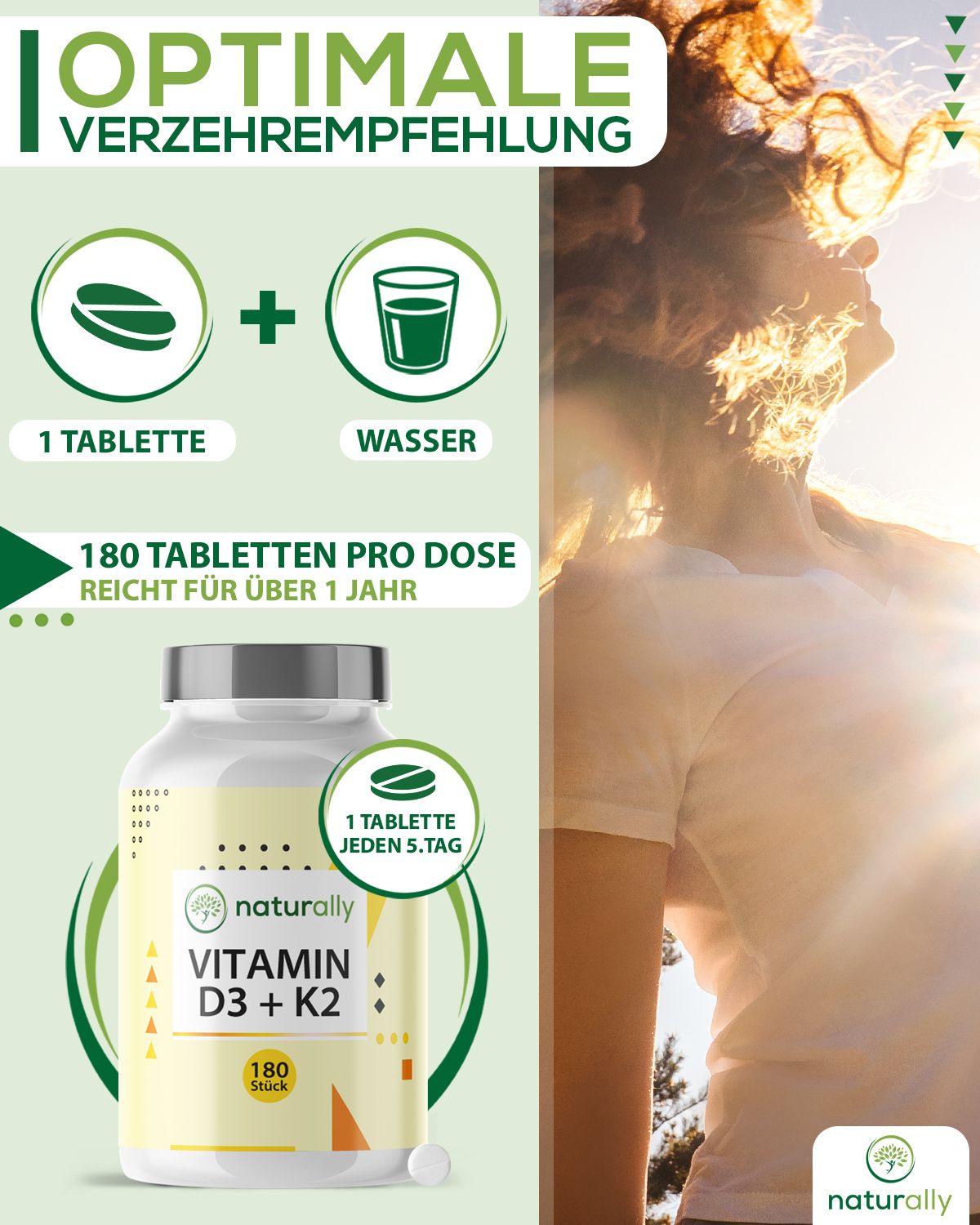 naturally Vitamin D3 + K2 | 5000 I.E. Vitamin D