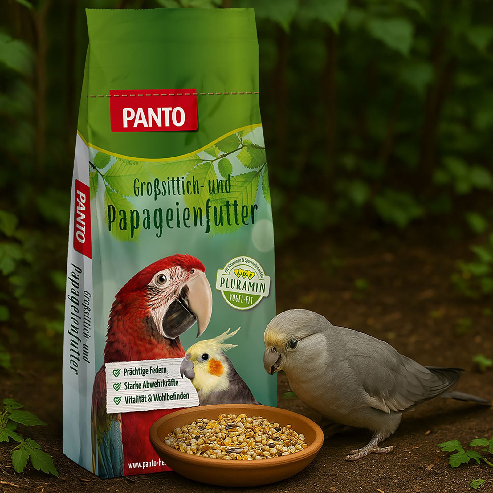 PANTO® Großsittichfutter Spezial mit Pluramin® (ohne Sonnenblumenkerne)