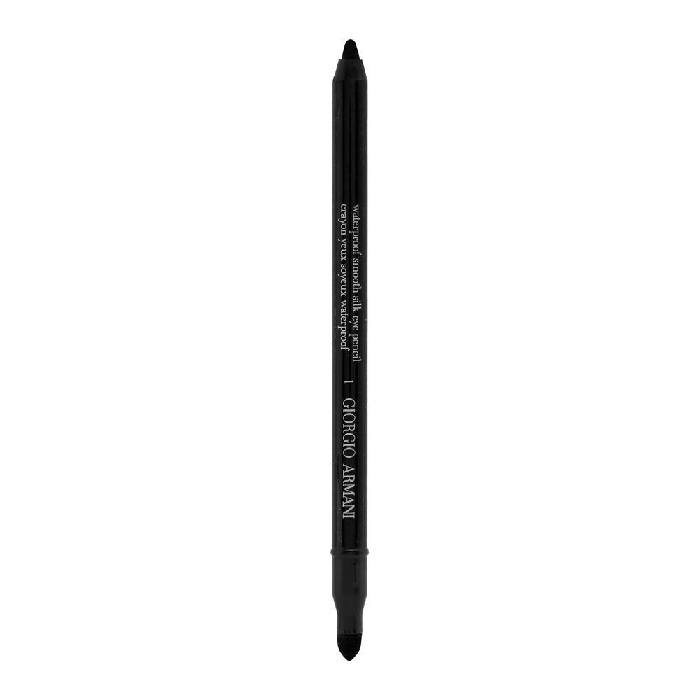 Schwarzer Kajalstift. Aufschrift: waterproof smooth silk eye pencil. Marke: GIORGIO ARMANI.