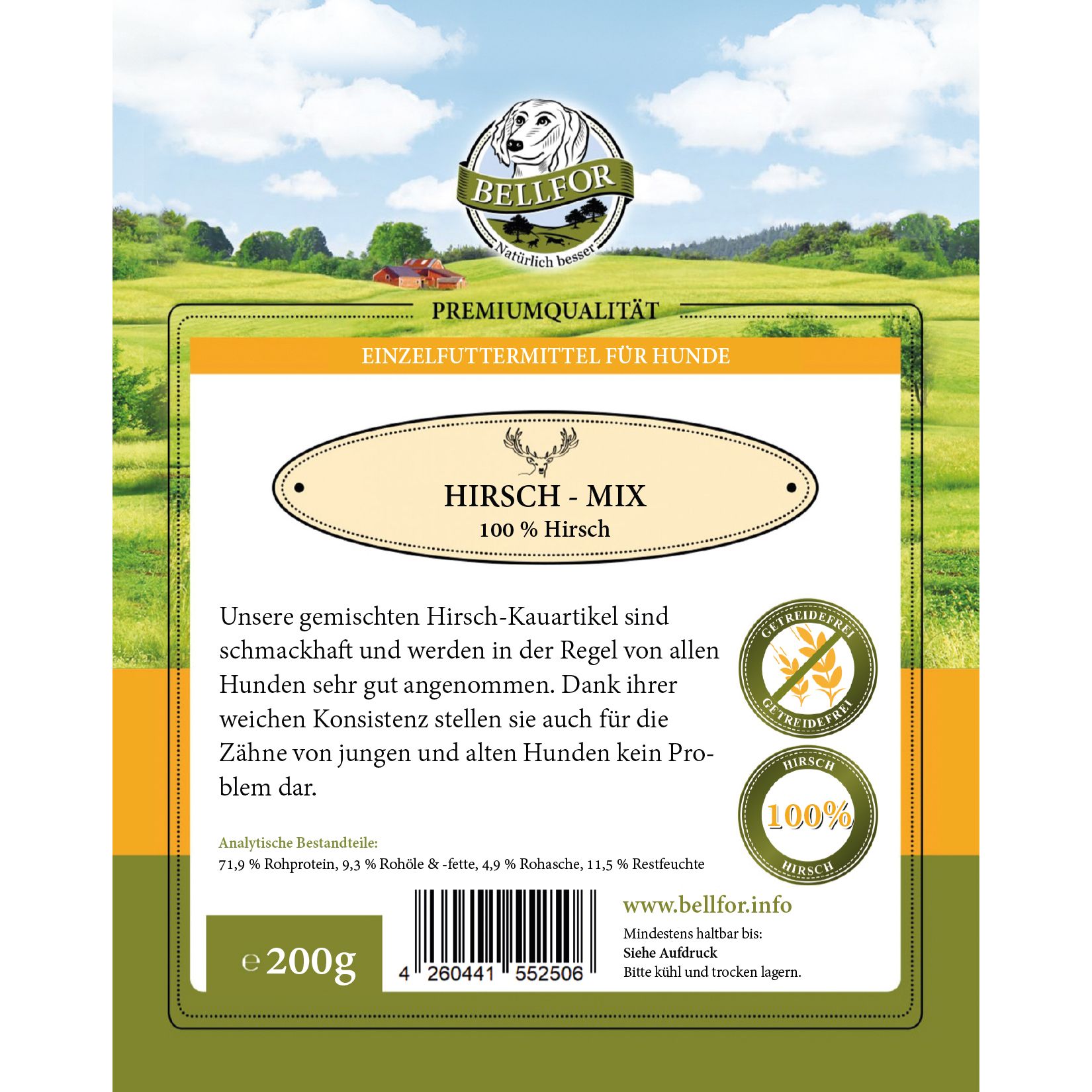 Bellfor Gesunder Hundesnack - Hirsch Mix