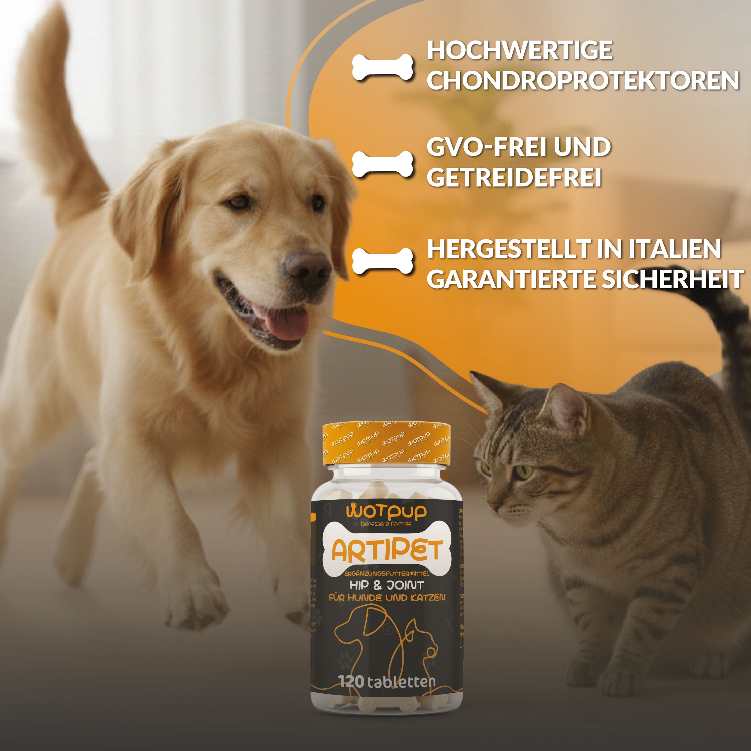 LA.GA© Artipet Gelenk-Komplex | Glucosamin, Chondroitin & MSM | Hund & Katze | Made in Italy