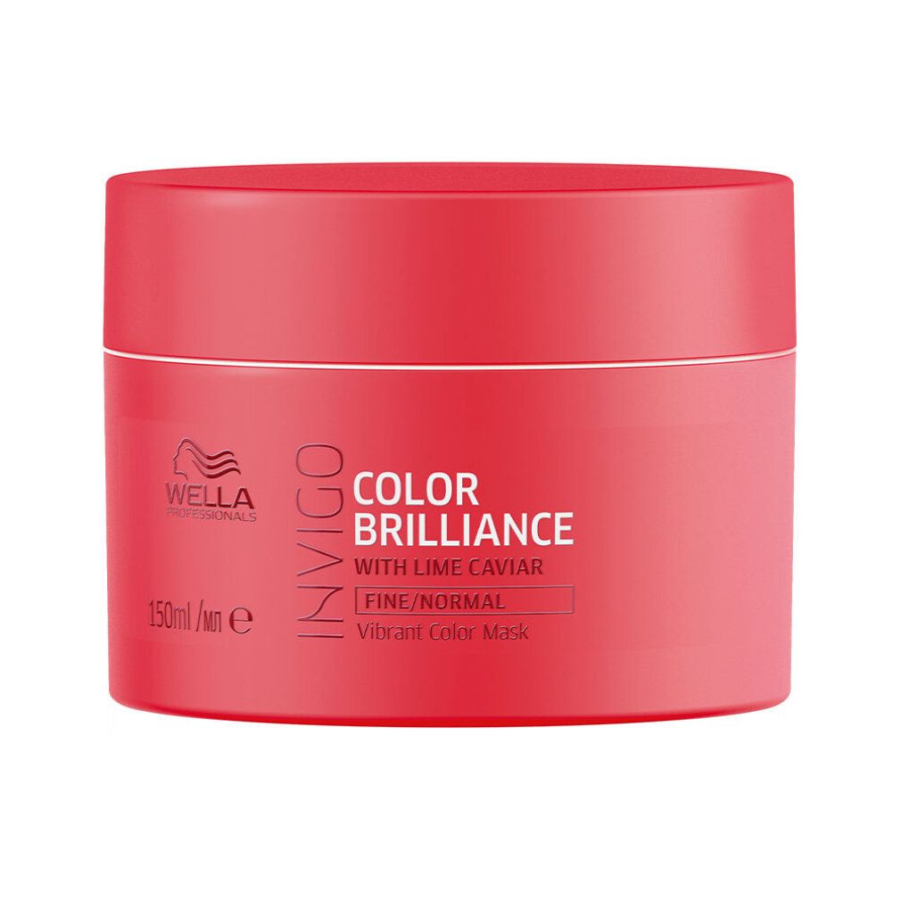 Rote Dose mit weißer Schrift: INVIGO COLOR BRILLIANCE. Mit Limettenkaviar. Für feines/normales Haar.