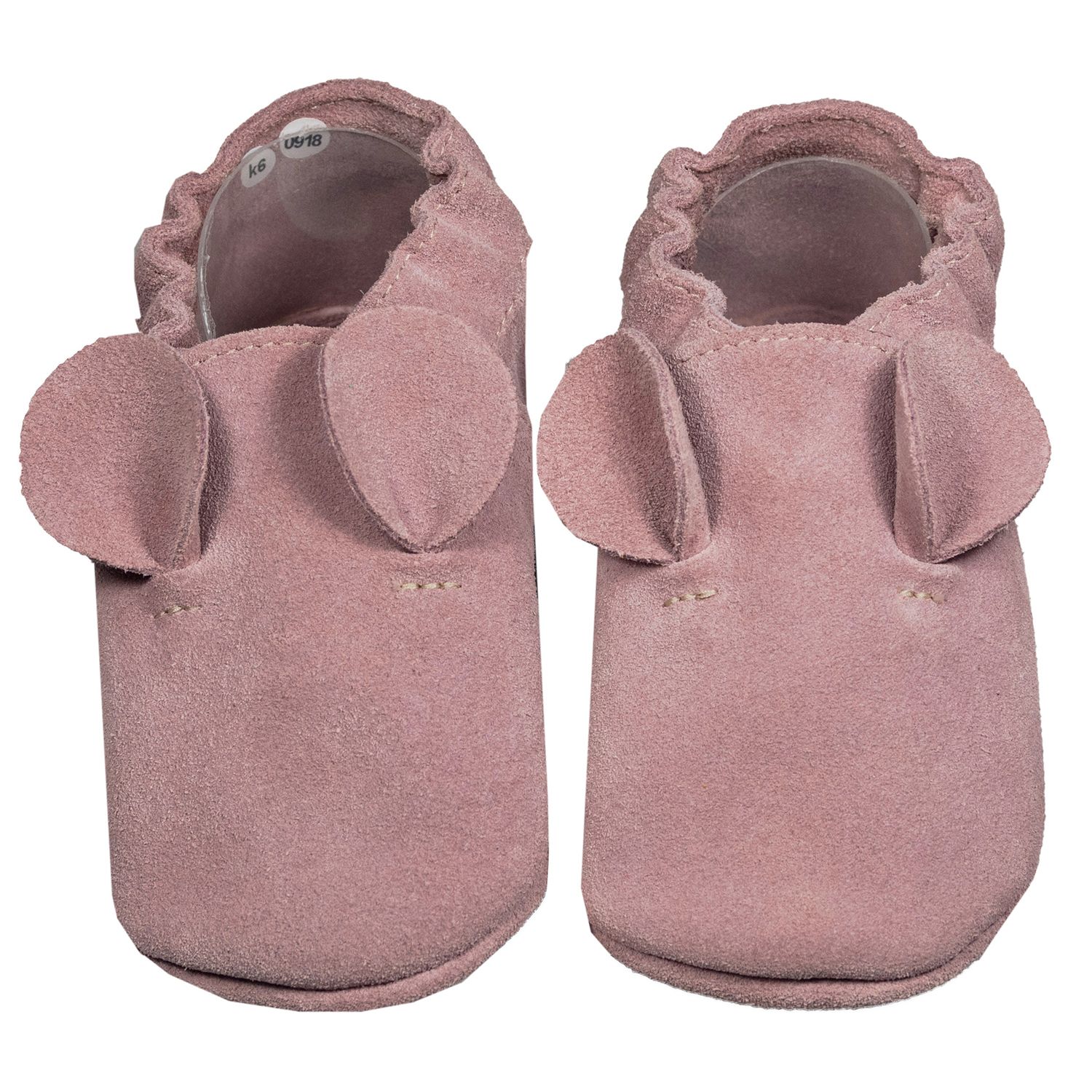 Rosa Babyschuhe mit Ohren. Wildleder. Größe 18/19.