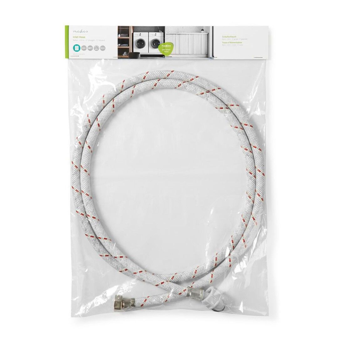 Nedis Nylon Zulaufschlauch / 1/2'' / 3/4'' / 10 Bar / 90 °C / 2.00 m / Anwendung: Schüssel / Wasch