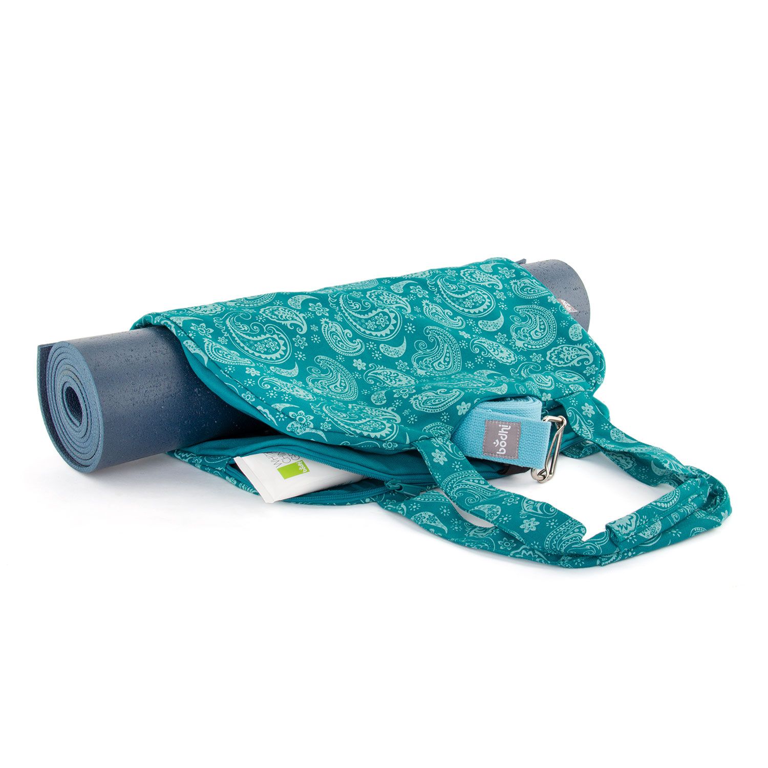 bodhi Maharaja Collection: Gemusterte Yoga Bag NAMASTÉ "Paisley", petrol