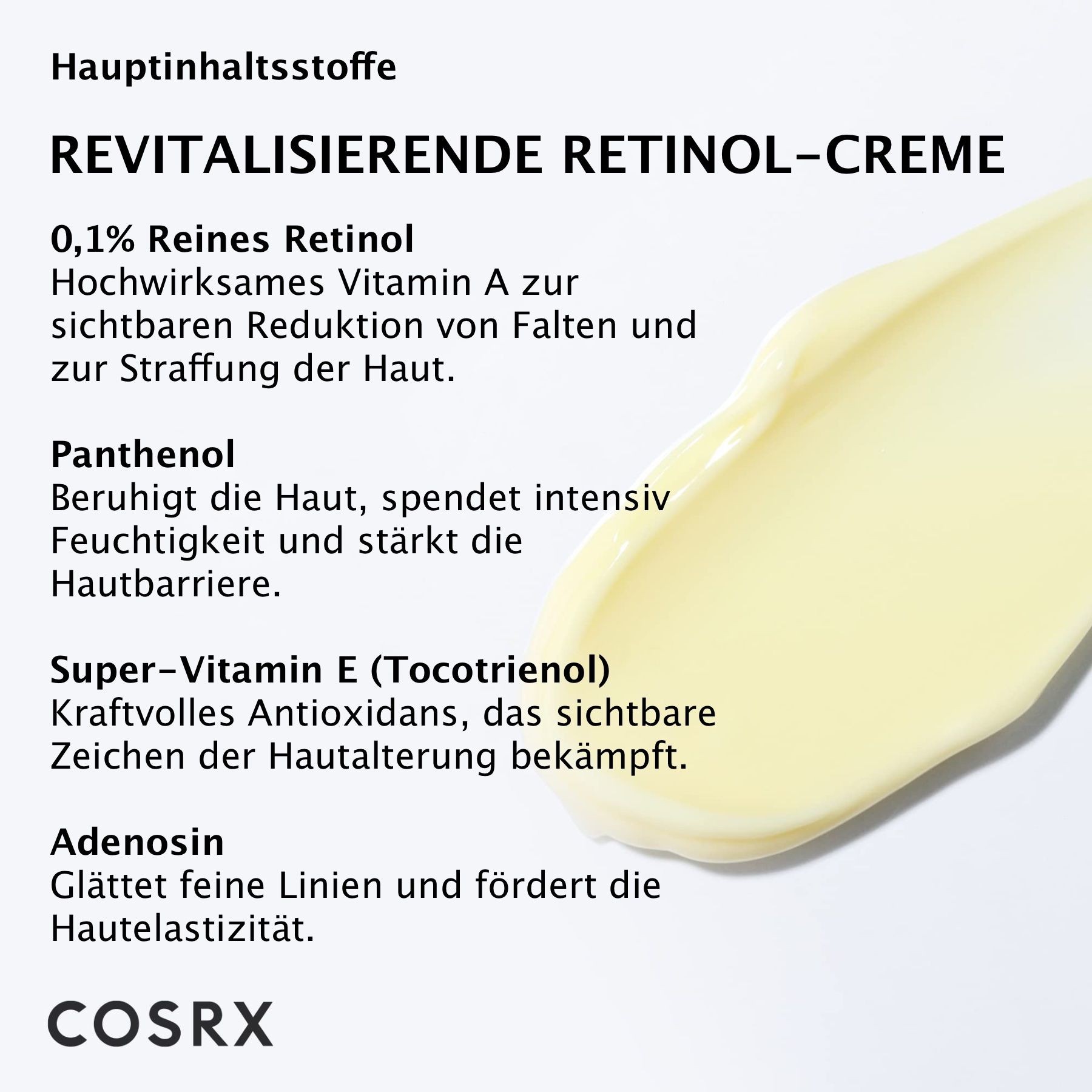 COSRX The Retinol 0.1 Gesichtscreme Anti-Falten mit Hyaluronsäure