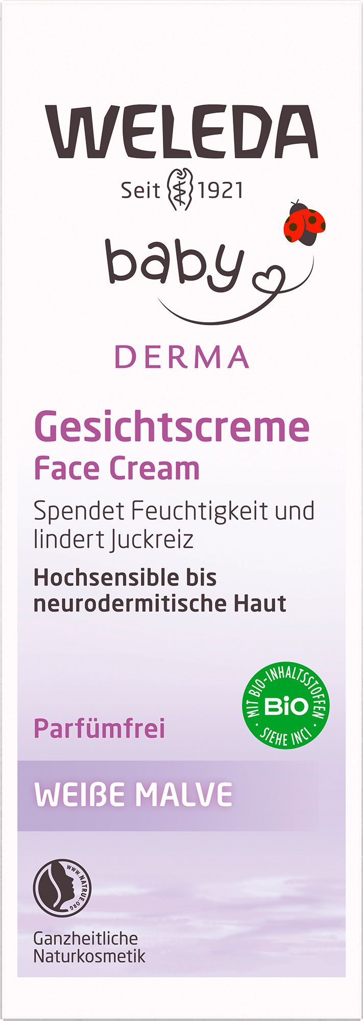 Weleda Baby Gesichtscreme Weiße Malve - für hochsensible bis neurodermitische Babyhaut, parfümfrei