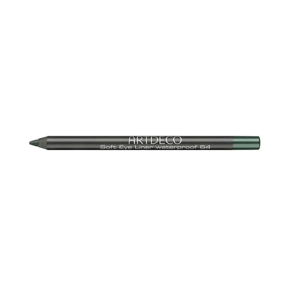 Grüner Artdeco Soft Eye Liner Waterproof 64. Stift mit schwarzem Schaft und Produktbezeichnung.