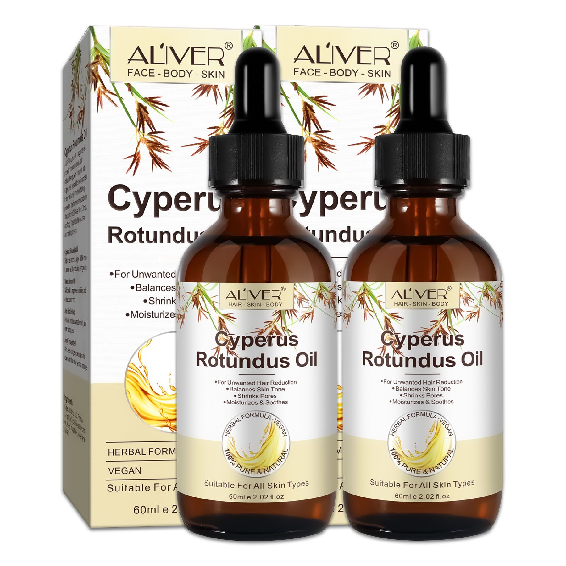Aliver Cyperus Rotundus Öl Pflege zur Haarentfernung und Reduzierung Haarwachstum