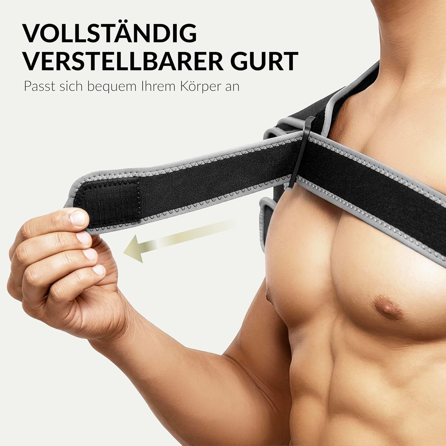 Schwarze Schulter-Kompressionsbandage, verstellbar.
