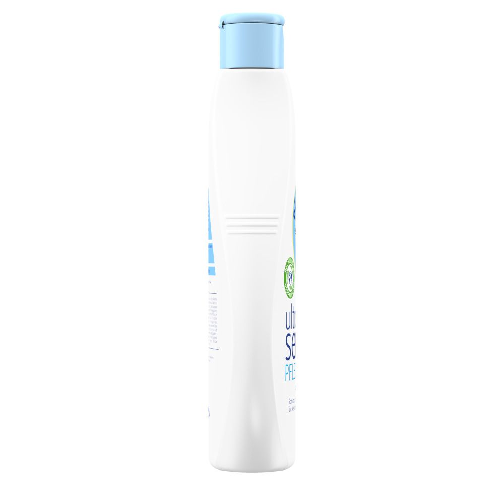 Flasche mit blauem Deckel. Aufschrift: ultra sensitiv Pflegelotion. Logo: PENATEN BABY.