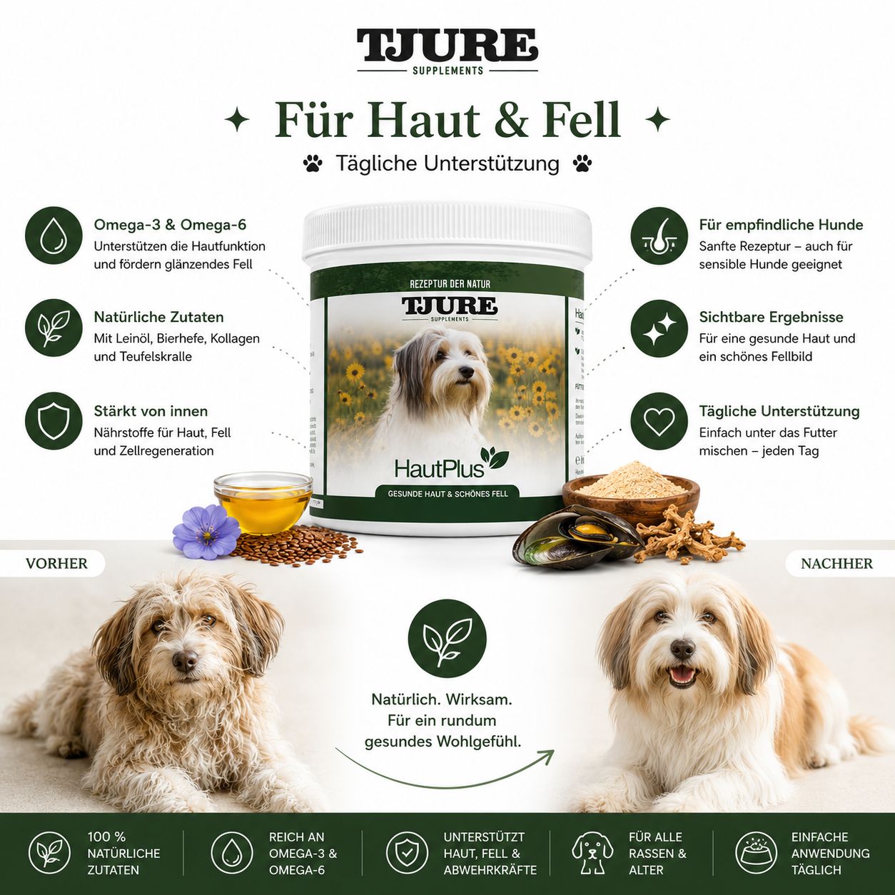 TJURE - Haut Plus 500 g | bei Haut- und Fellproblemen | mit Omega-3/ Omega-6 Fe