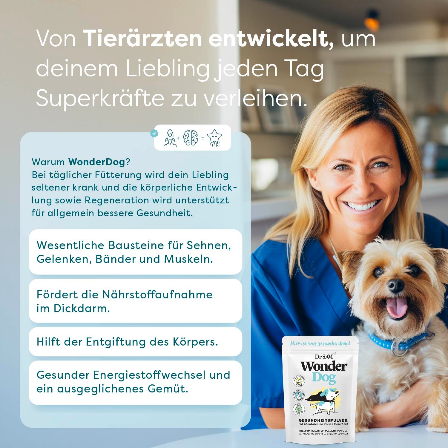 Dr. SAM WonderDog - hochdosiertes Gesundheitspulver für Hunde