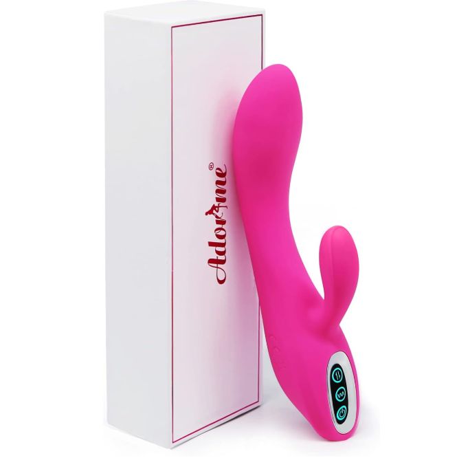 Pinker Vibrator, USB wiederaufladbar mit magnetischem Ladeanschluss.