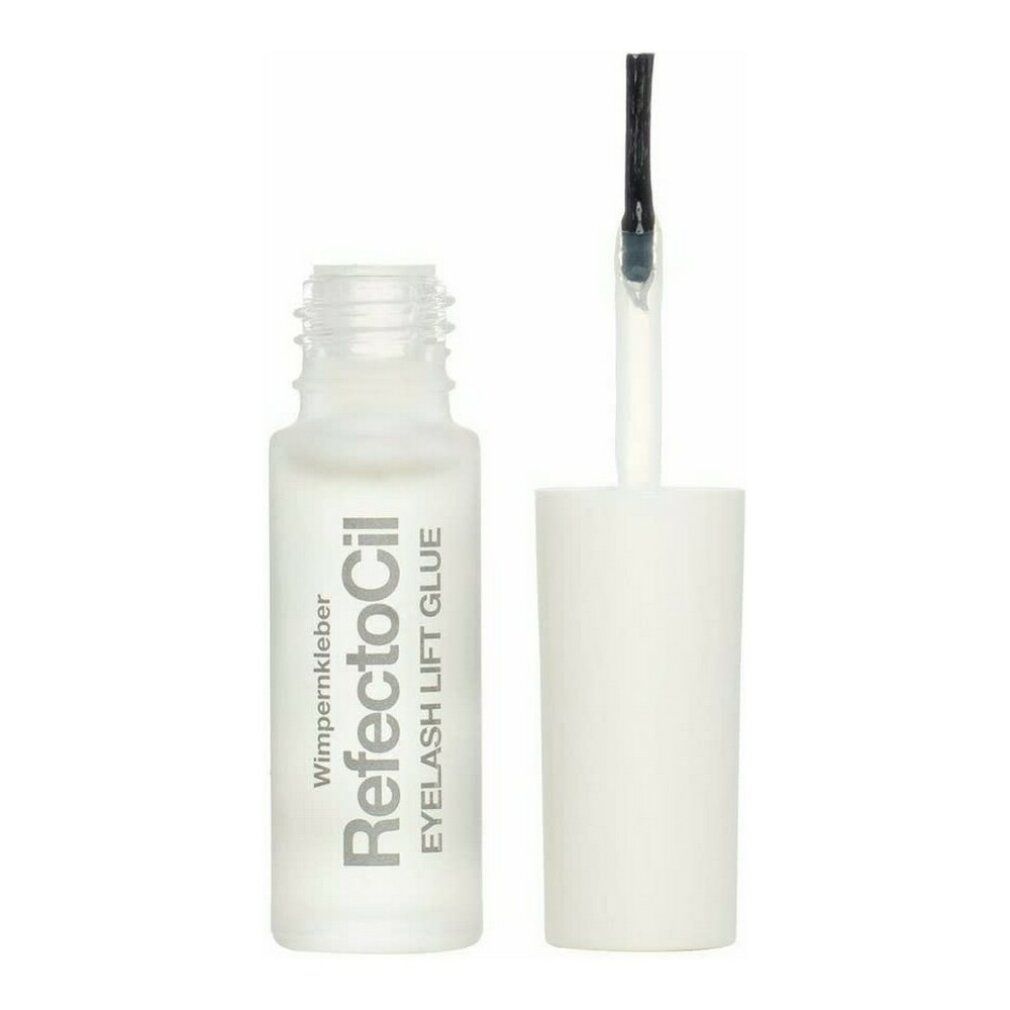RefectoCil Wimpernkleber in einer Flasche mit Pinsel. Flasche und Deckel weiß, Schriftzug: EYELASH LIFT GLUE.