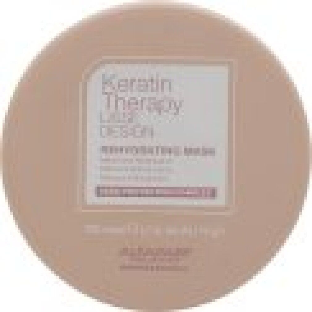 Dose mit Deckel, Draufsicht. Aufschrift: Keratin Therapy LISSE DESIGN REHYDRATING MASK. Marke: Alfaparf Milano.