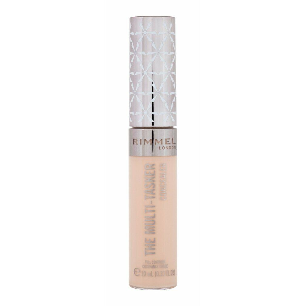 Concealer-Stift mit silberfarbenem Deckel. Aufschrift: THE MULTI-TASKER CONCEALER. Farbton: 40 Ivory. Marke: Rimmel London.