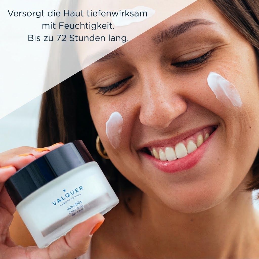 Valquer Juicy Skin Nachtcreme und Tagescreme, Tiegel und Faltschachteln.
