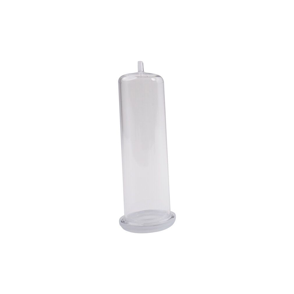 Fröhle PP021 Penispumpen-Set Duo Extr: einzelner transparenter Zylinder mit flachem Boden und Anschlussstutzen.