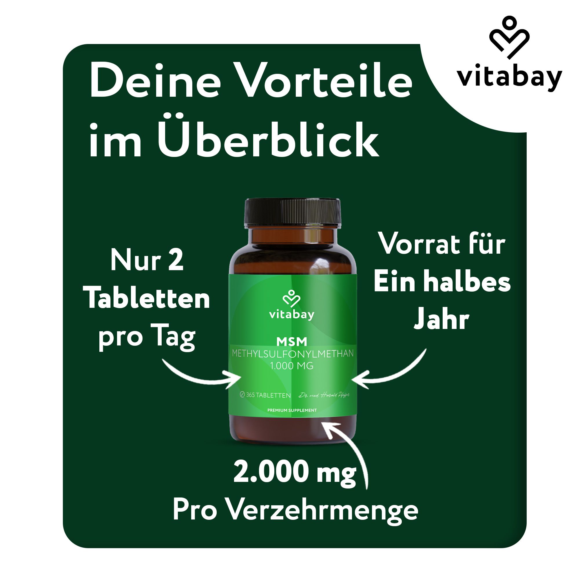 Vitabay MSM 1000 MG Kapseln vor einer Landschaft mit heißen Quellen.
