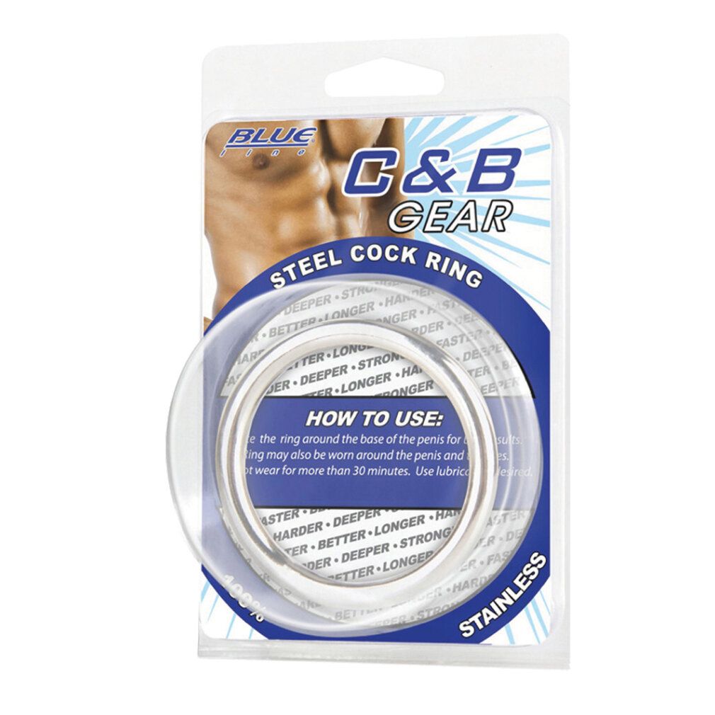 Stahl-Cockring, verpackt. C&B GEAR, Edelstahl. Zwei Ringe in Blisterverpackung. Anweisung: Anwendungshinweise.