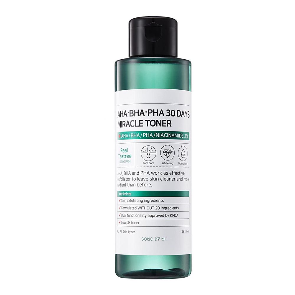 SOMEBYMI AHA-BHA-PHA 30 Days Miracle Toner Flasche mit schwarzem Deckel.