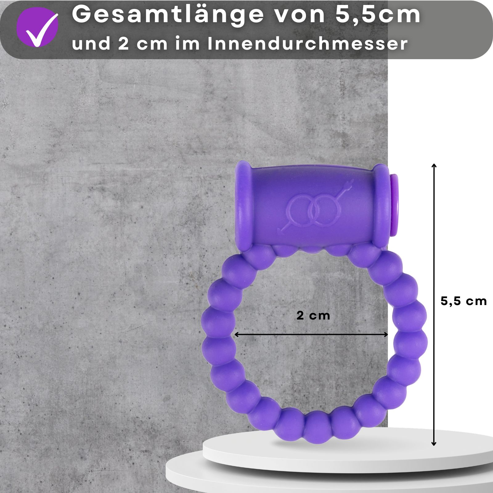 Penisring mit Text: Gesamtlänge 5,5cm, Innendurchmesser 2cm.