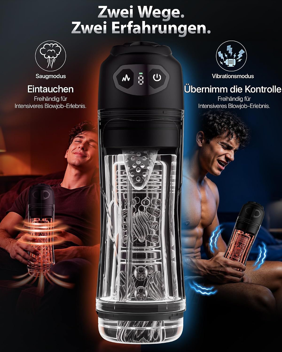 VIJISA transparenter Masturbator mit sieben Saug- und Vibrationsmodi
