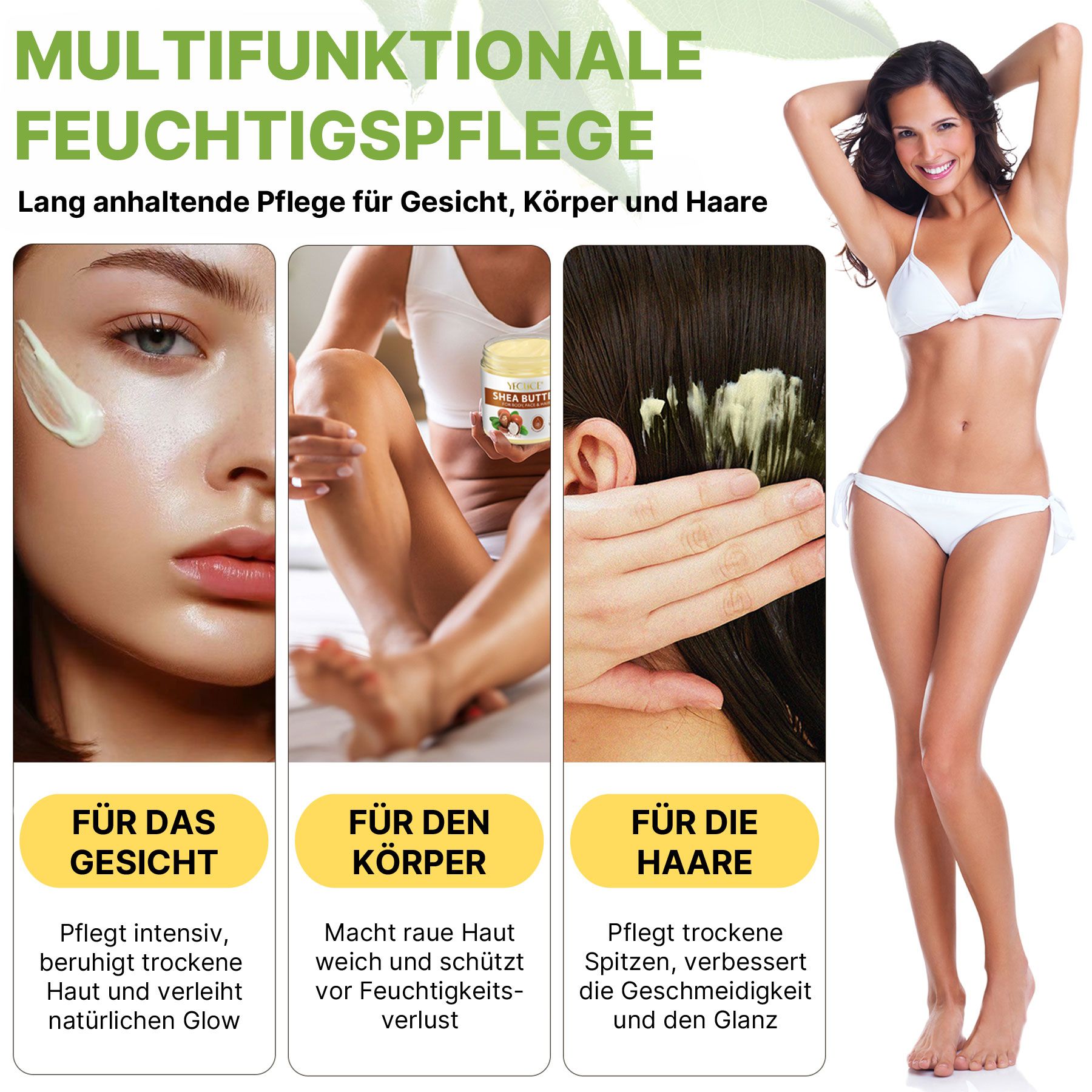 P-beauty Körpercreme Shea Butter 100% Rein Naturbelassener für die Hautpflege