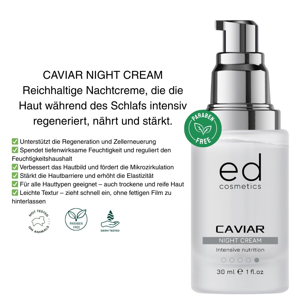 ED COSMETICS Caviar Nachtpflege – Lifting -ANTI-AGING - Konzentrat für reife & trockene Haut