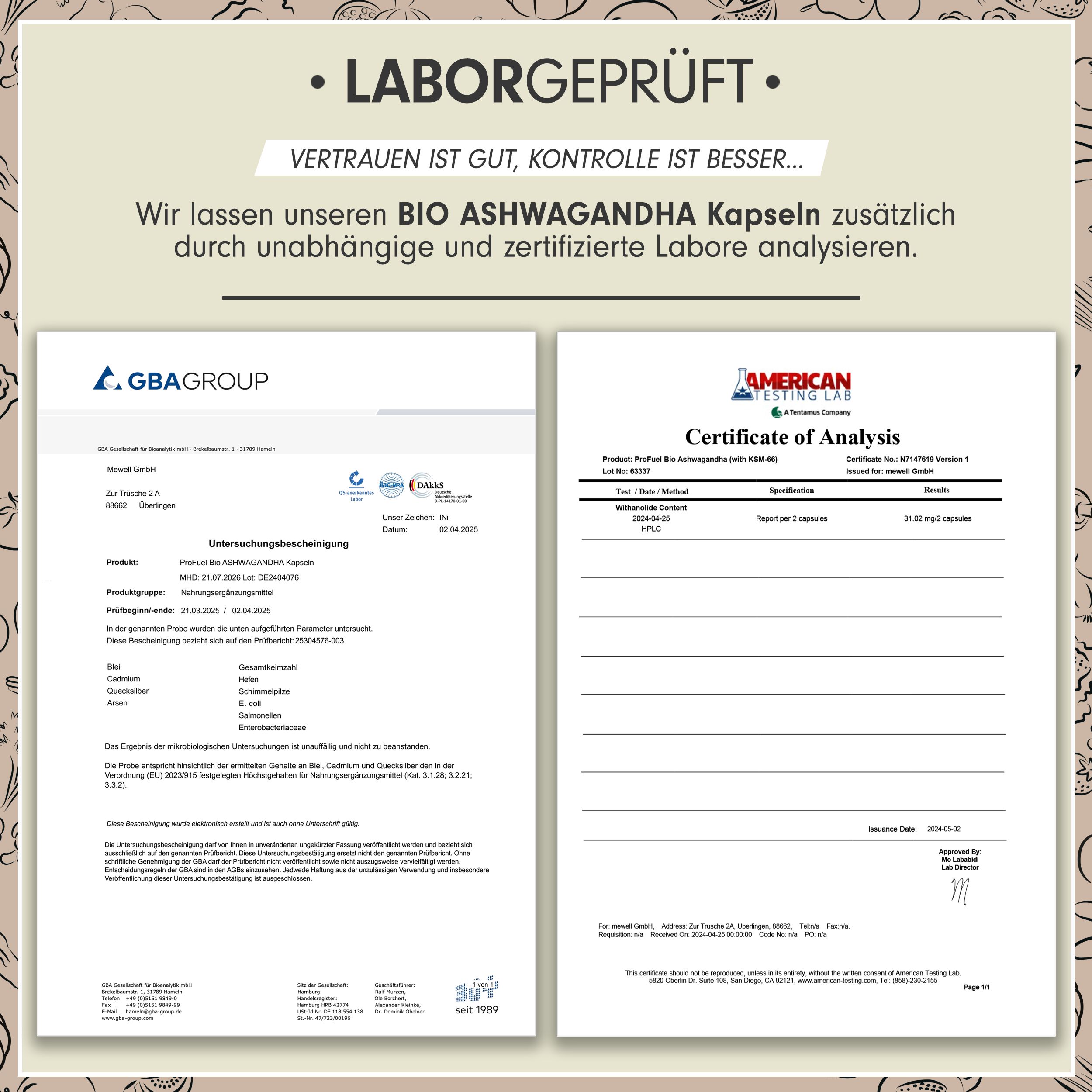 ProFuel BIO Ashwagandha Kapseln mit KSM-66 Bio-Ashwagandha