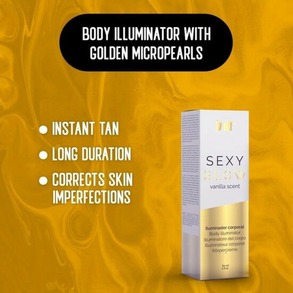 Grafik für intt Sexy Glow Körpercreme mit goldenen Mikroperlen.