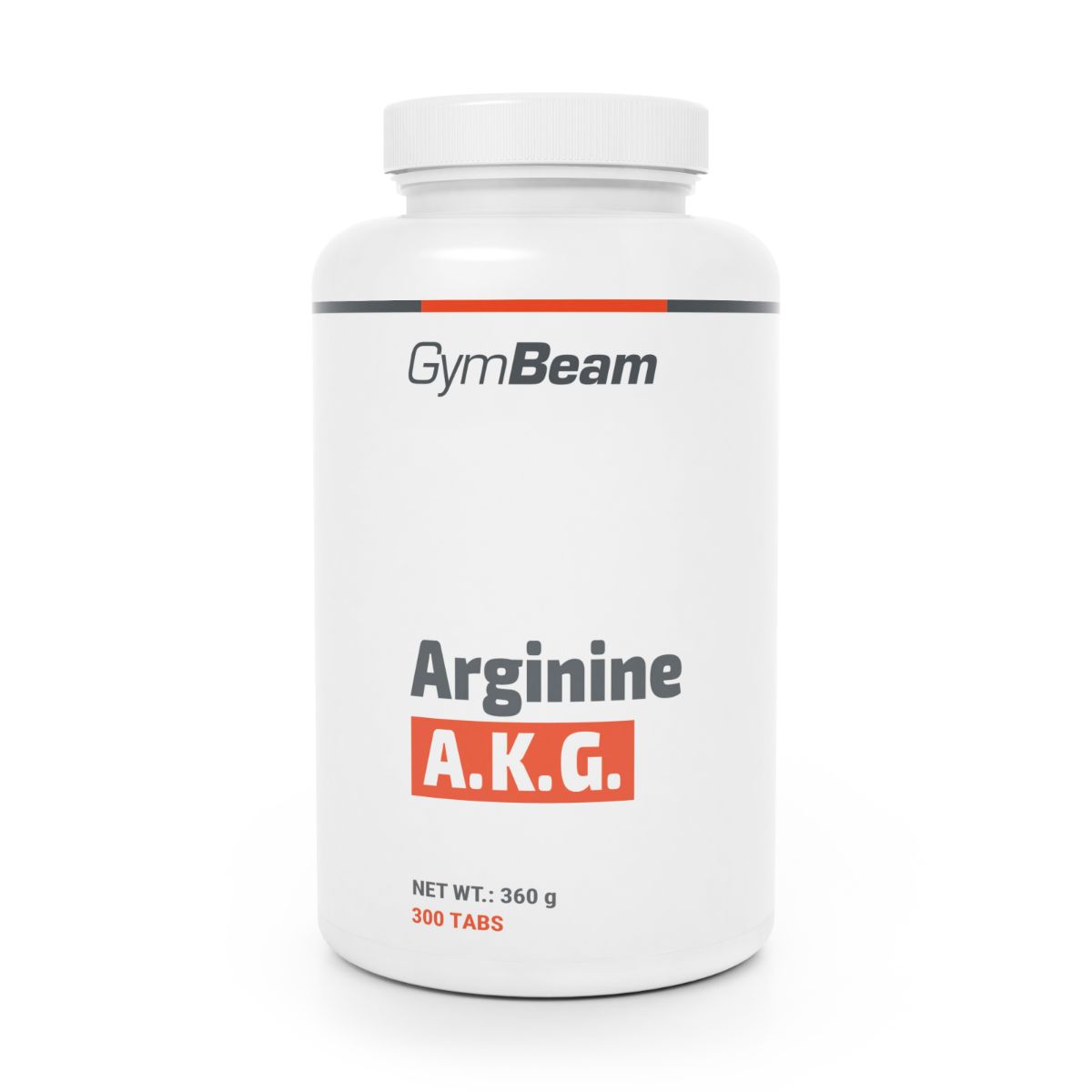 GymBeam Arginin A.K.G. Tablettenbehälter, weiß, mit Etikett, 300 Tabs, 360g.