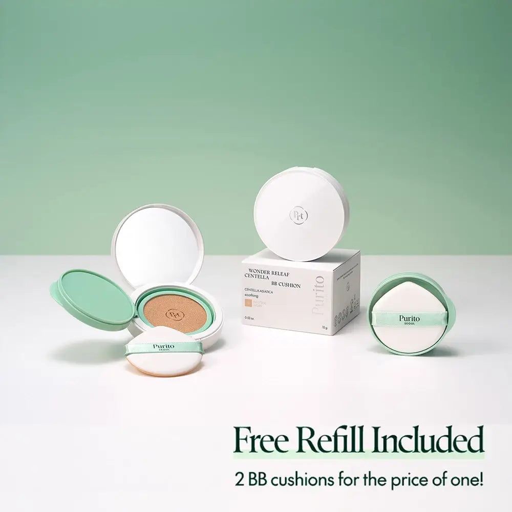 Offener BB Cushion Behälter mit Spiegel und Schwämmchen.
