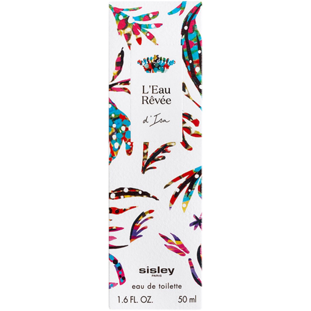 Sisley L'Eau Rêvée d'Isa Eau de Toilette 50 ml Verpackung mit buntem Blattmuster.