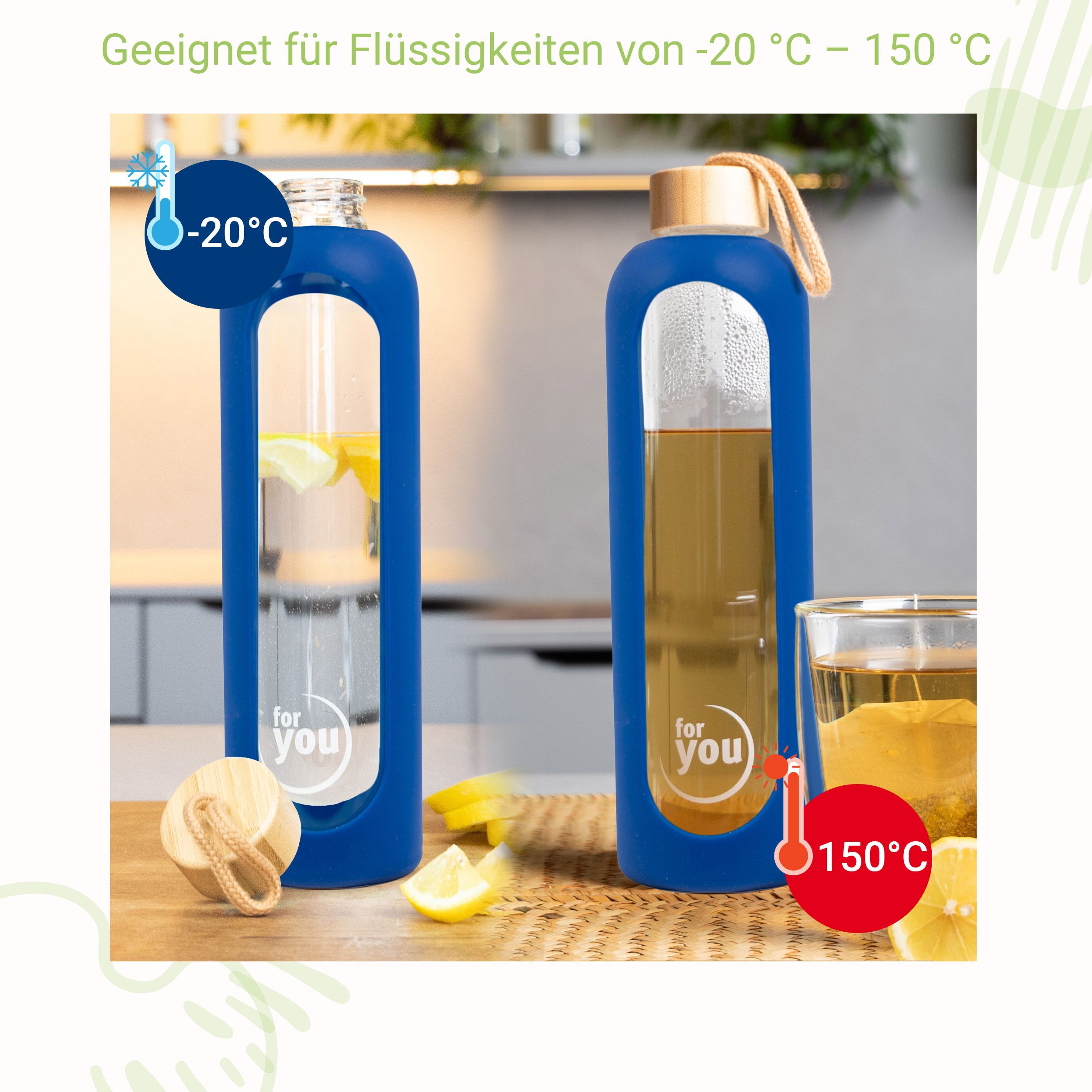 for you Nachhaltige Trinkflasche Dreierpack