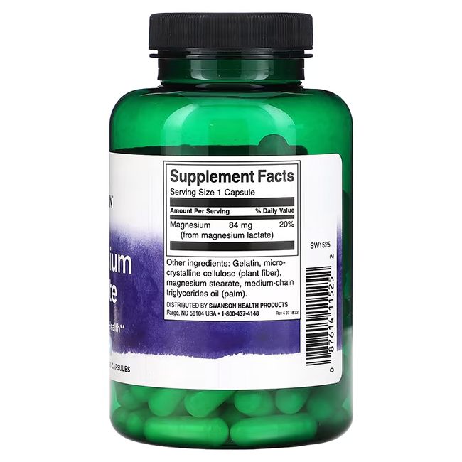 Grüne Flasche mit Kapseln. Rückseite mit weißem Etikett. Angaben zu Inhaltsstoffen und Nährwerten.