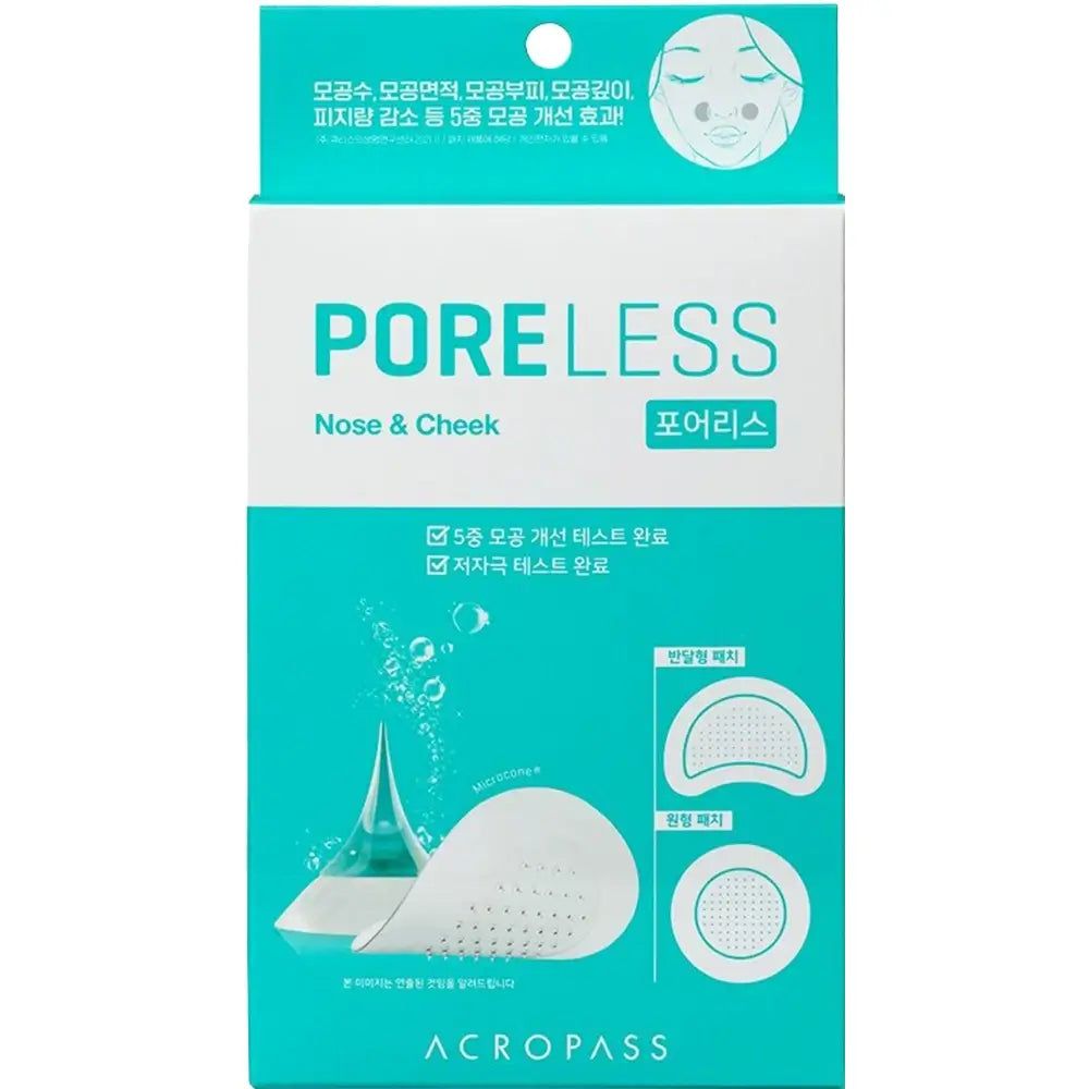 ACROPASS Poreless Packung mit Produktname und Logo. Enthält Produktabbildung. Text auf Koreanisch.