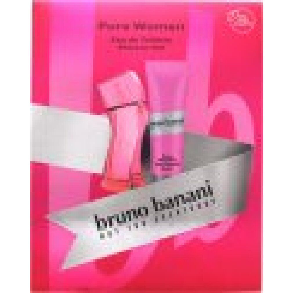 Rosa Flakon und Tube auf rosa Verpackung. Auf der Verpackung steht "Pure Woman".