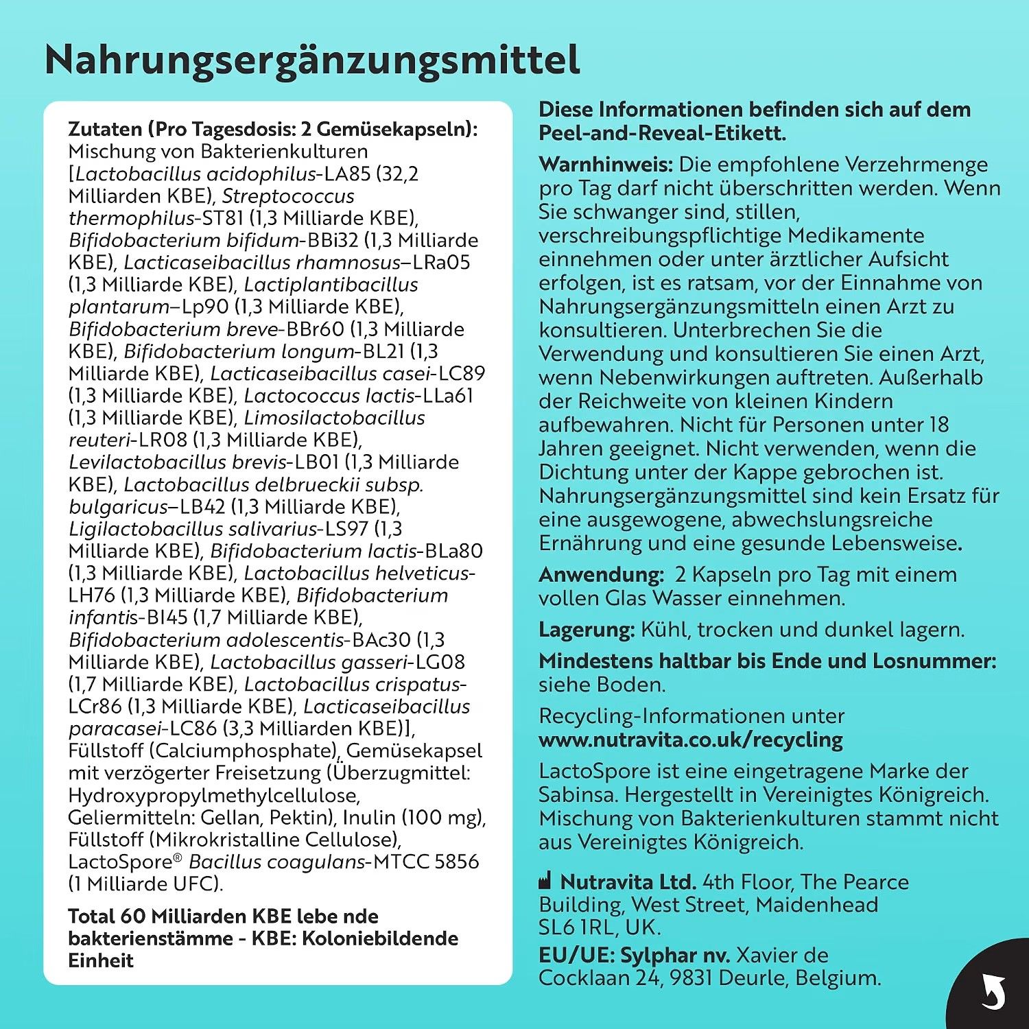 Nutravita Kulturen-Komplex mit 21 Stämmen