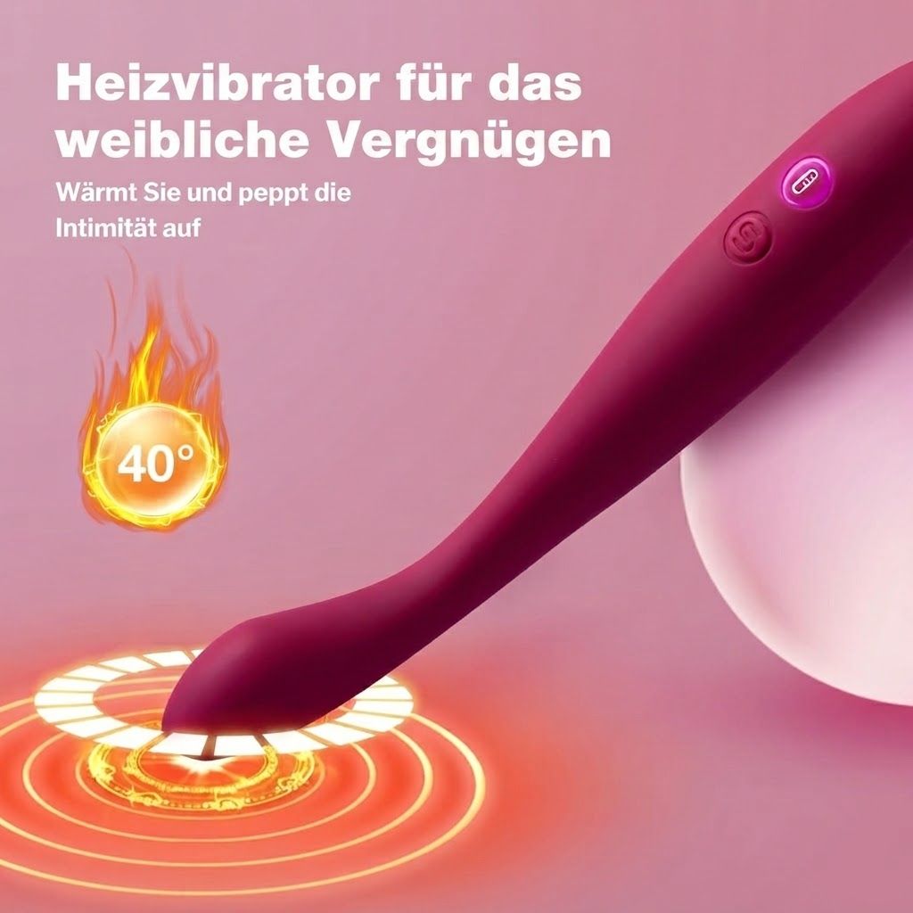 Lila Vibrator mit Heizfunktion, 40°C.